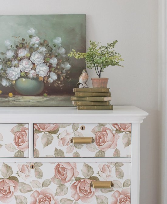 550x672-2.jpg Unyqoos® Roze en witte zelfklevende decoratieve folie met bloemenpatroon voor elke ruimte
