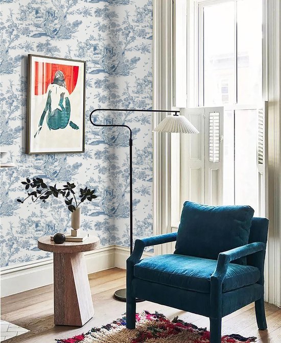 550x672-3.jpg Unyqoos® Zelfklevend blauw-wit behang met dierenmotief voor diverse interieurtoepassingen