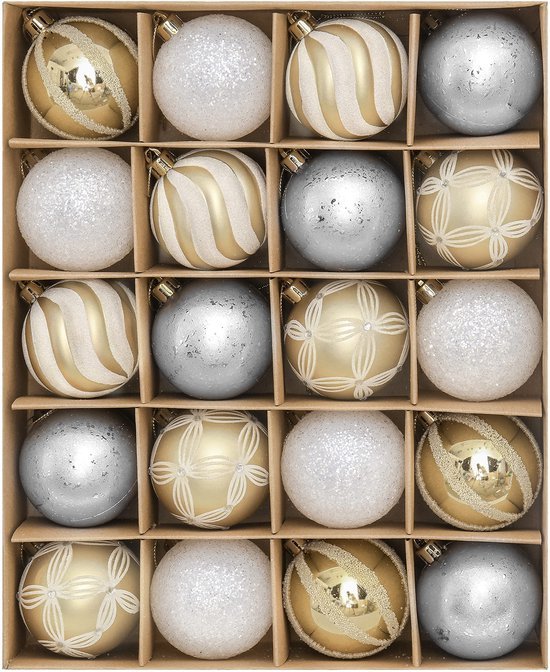 550x672-8.jpg Unyqoos® Set van 20 elegante kunststof kerstballen van 6 cm met goud en wit ontwerp