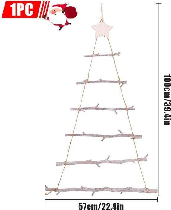 Unyqoos® Houten wanddecoratie kerstboomvorm met decoratieve ster voor feestelijke sfeer