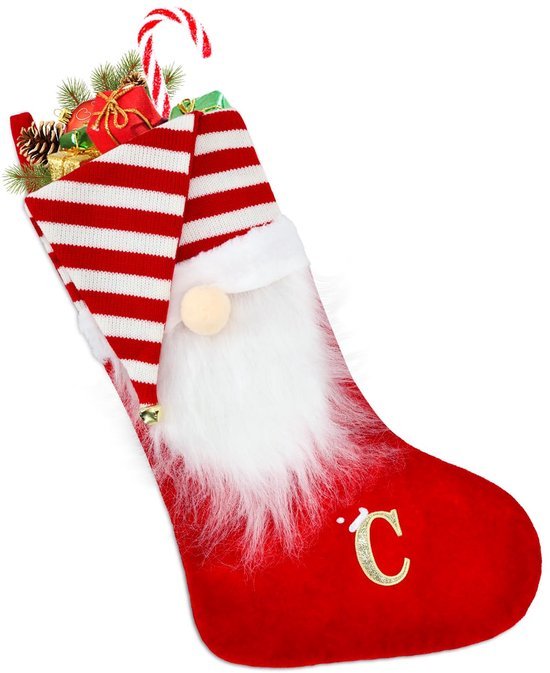 Unyqoos® Gepersonaliseerde kerstkousen met geborduurde letters voor sfeervolle kerstdecoratie