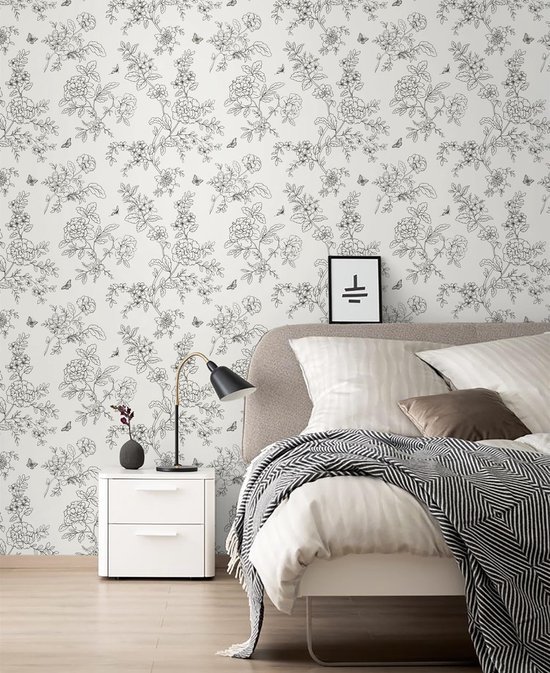 Unyqoos® Decoratieve zelfklevende bloemenbehangfolie voor meubels en muren 44 cm x 10 m