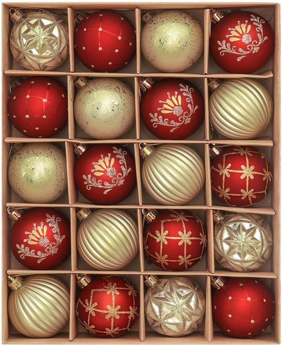 Unyqoos® Luxe set van 20 rode en gouden kerstballen voor sfeervolle kerstdecoratie
