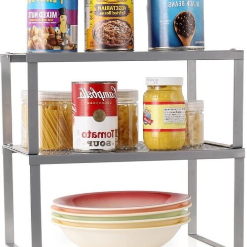 Unyqoos® Uitbreidbaar en stapelbaar metalen keukenrek voor optimale organisatie