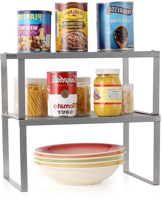 Unyqoos® Uitbreidbaar en stapelbaar metalen keukenrek voor optimale organisatie