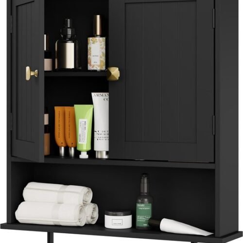 550x674-6.jpg Unyqoos® Wandkast voor Badkamer met Handdoekhouder en Verstelbare Planken