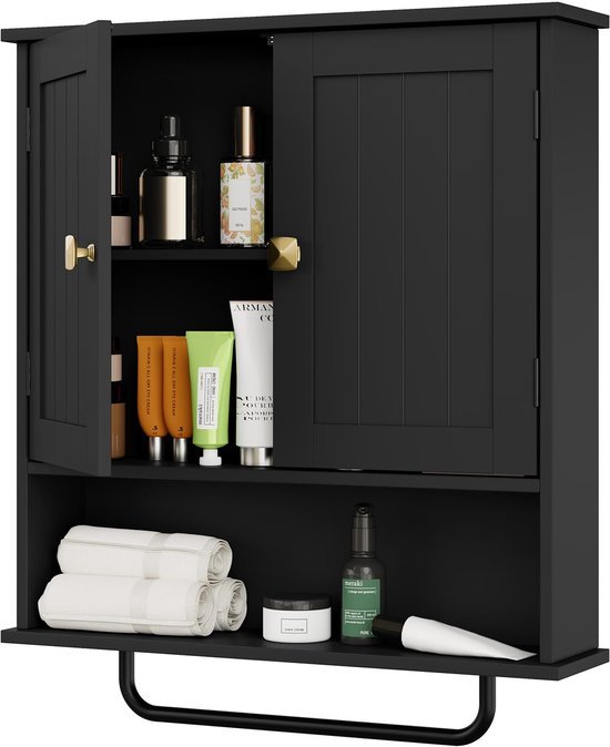 550x674-6.jpg Unyqoos® Wandkast voor Badkamer met Handdoekhouder en Verstelbare Planken
