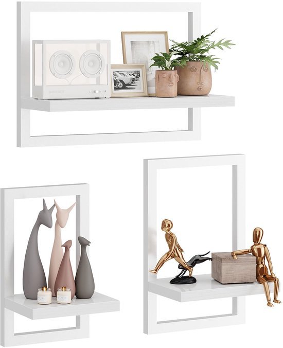Unyqoos® Moderne set van 3 zwevende wandplanken voor multifunctionele opslag en decoratie in huis