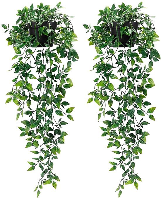 Unyqoos ® Decoratieve Kunstplanten Set van 2 met Potten voor Binnen- en Buitengebruik, 85 cm Lang
