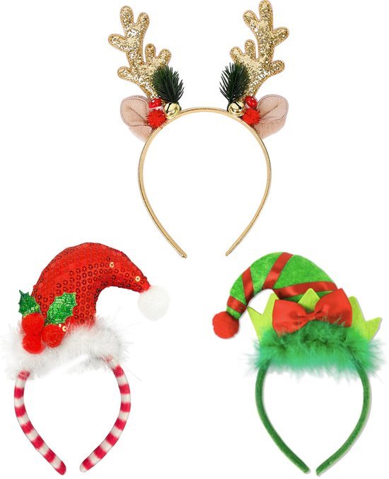 Unyqoos® Feestelijke Kerst Haarbanden Set met Rendier en Elf Ontwerpen voor Iedereen