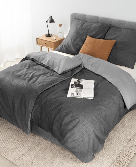Unyqoos® Omkeerbaar vierdelig beddengoed van katoen voor alle seizoenen 135x200 cm