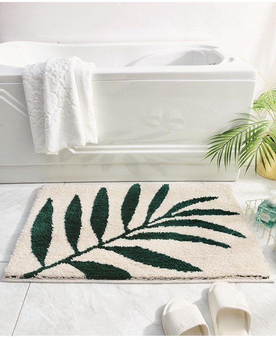 Unyqoos® Luxueuze en absorberende badmat met botanisch patroon voor badkamer en slaapkamer 45 x 65 cm