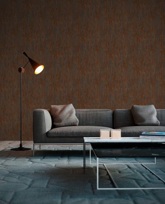 550x679-10.jpg Unyqoos® Stijlvol vliesbehang met roest-look in koper en oranje tinten