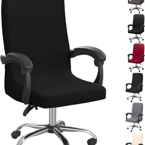 Unyqoos® Elastische wasbare stoelhoes voor bureaustoelen met ritssluiting en riemen