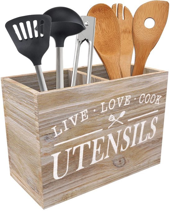 Unyqoos® Stijlvolle Houten Keukenorganizer met Twee Compartimenten en Verwijderbare Bodem voor Optimaal Gebruiksgemak