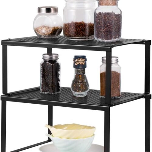 Unyqoos® Stapelbare en uittrekbare metalen keukenorganizer voor efficiënte opslag