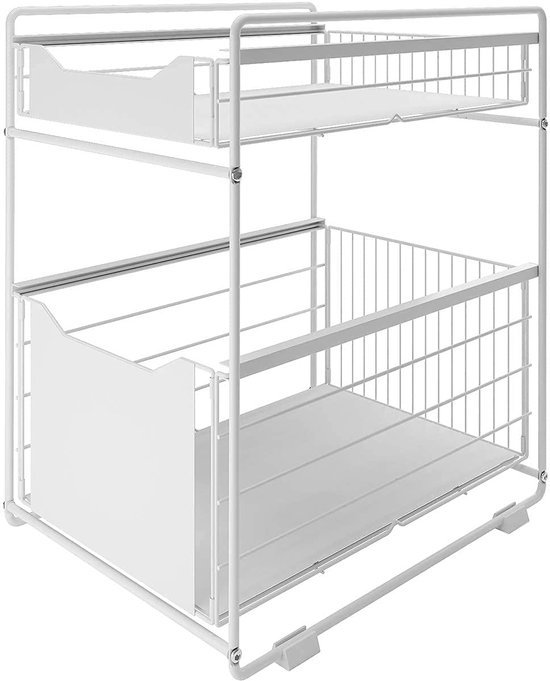Unyqoos® Multifunctionele Organizer met Dubbele Laag en Uittrekbare Mand voor Optimaal Ruimtegebruik