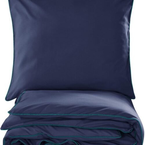 Unyqoos® Luxe tweedelige beddengoedset van katoen-microvezel in marineblauw 135 x 200