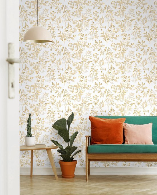 550x681-6.jpg Unyqoos® Vintage zelfklevend bloemenbehang in wit en goud voor interieurdecoratie
