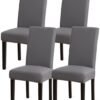 Unyqoos® Grijze stretch stoelhoezen set van 4 voor eetkamer en keukenstoelen