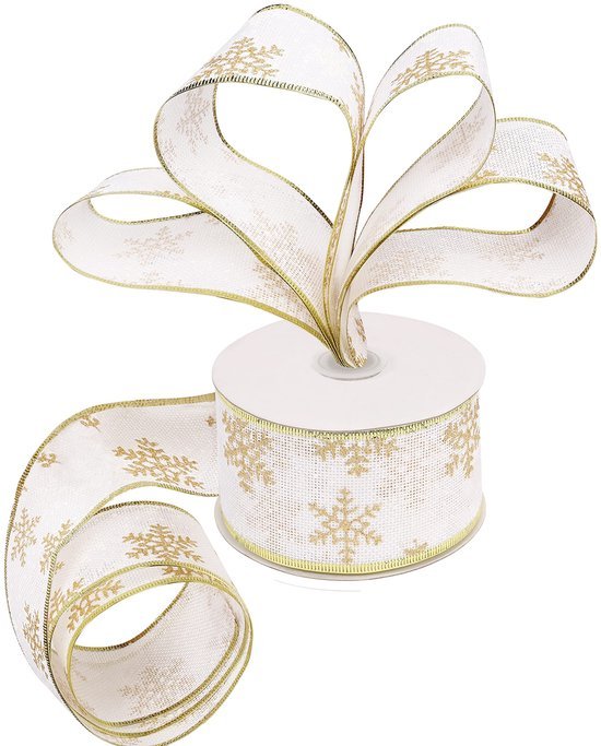 Unyqoos ® Stralend Wit Feestelijk Lint met Sneeuwvlokkenpatroon voor Diverse Decoraties