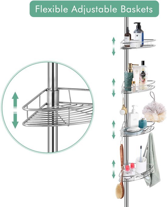 550x683-9.jpg Unyqoos® Verstelbaar telescopisch badkamerrek met manden en antislip structuur