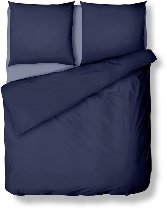 Unyqoos® Comfortabel zomerdekbedovertrek in blauw met ritssluiting voor tweepersoonsbed