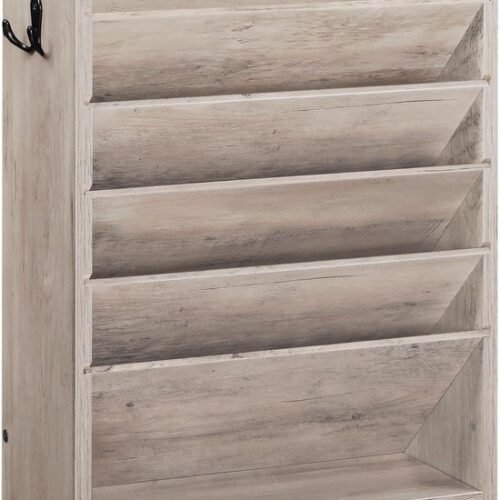 550x686-12.jpg Unyqoos® Wandgemonteerde houten documentenhouder met zes niveaus voor thuiskantoor