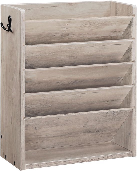 550x686-12.jpg Unyqoos® Wandgemonteerde houten documentenhouder met zes niveaus voor thuiskantoor