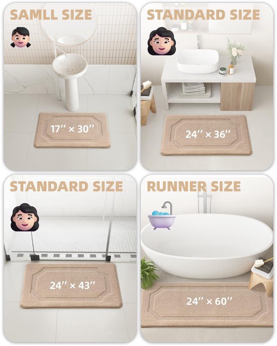 Unyqoos® Absorberende wasbare badmat met antislip voor badkamer en bijkeuken