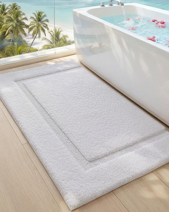Unyqoos® Extra zachte witte badkamermat met antislip en hoge waterabsorptie