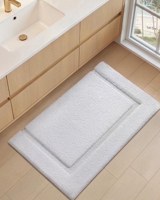 Unyqoos® Extra zachte witte badkamermat met antislip en hoge waterabsorptie
