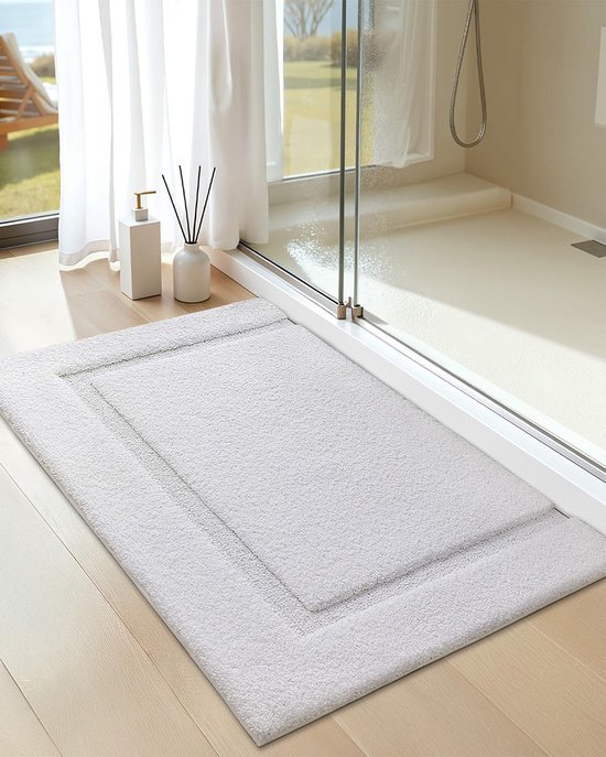 Unyqoos® Extra zachte witte badkamermat met antislip en hoge waterabsorptie