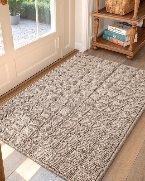 Unyqoos® Stijlvolle en Functionele Deurmat voor Binnengebruik, Absorberend en Antislip Ontwerp, 61 x 92 cm, Kaki