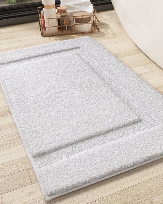 Unyqoos® Binnenhuis Badkamer Tapijt, Superzachte Antislip Badmat met Hoge Waterabsorptie voor Bad en Douche, 61x92 cm, Wit