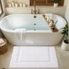 Unyqoos® Binnenhuis Badkamer Tapijt, Superzachte Antislip Badmat met Hoge Waterabsorptie voor Bad en Douche, 61x92 cm, Wit