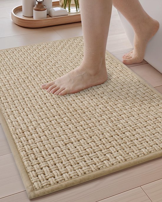 550x687-110.jpg Unyqoos® Antislip en Wasbare Chenille Badmat 40x60cm voor Snelle Absorptie en Comfort in Khaki