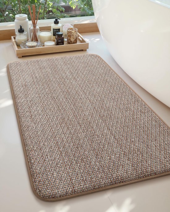 Unyqoos® Super absorberende antislip badmat van gelamineerd traagschuim voor badkamer en douche, 50 x 80 cm, grijs-kaki