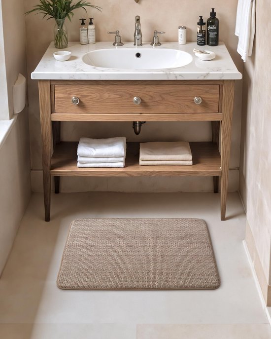 Unyqoos® Super absorberende antislip badmat van gelamineerd traagschuim voor badkamer en douche, 50 x 80 cm, grijs-kaki