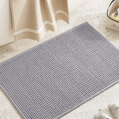 Unyqoos® Grijze badmat van chenille voor badkamer, douche en badkuip, 60 x 90 cm