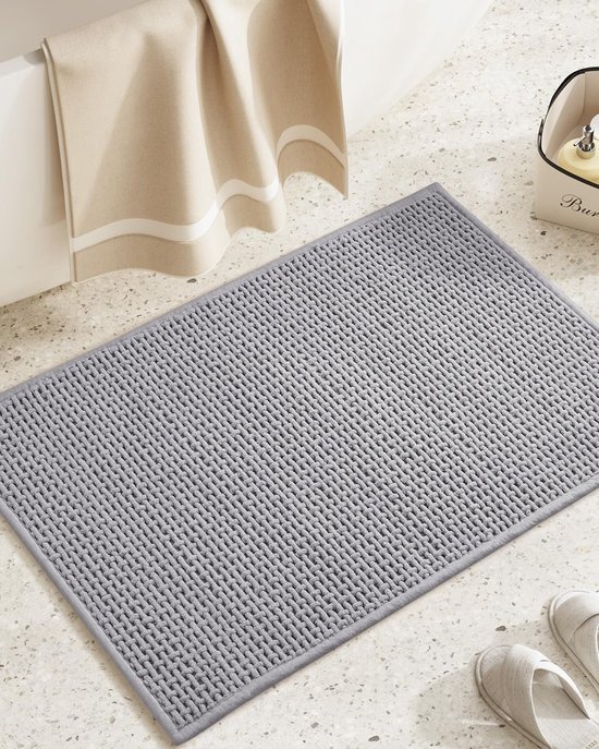 Unyqoos® Grijze badmat van chenille voor badkamer, douche en badkuip, 60 x 90 cm