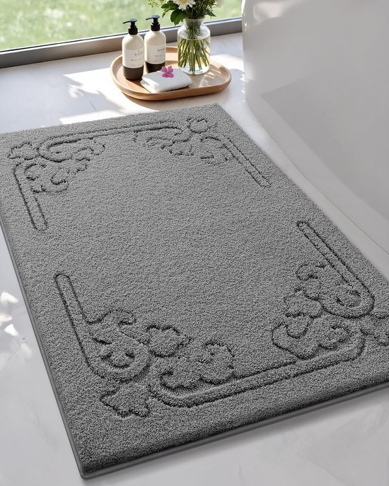 Unyqoos® Grijze badmat voor badkamer en wasruimte met antislip en sneldrogende eigenschappen