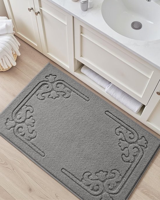 Unyqoos® Grijze badmat voor badkamer en wasruimte met antislip en sneldrogende eigenschappen