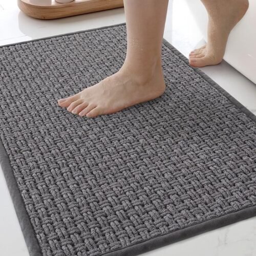 550x687-157.jpg Unyqoos® Antislip Badmat 40x60 cm Absorberend en Snel Drogen Chenille Badkamerkleed in Donkergrijs