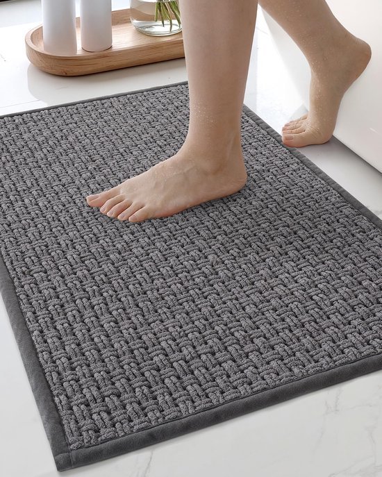 550x687-157.jpg Unyqoos® Antislip Badmat 40x60 cm Absorberend en Snel Drogen Chenille Badkamerkleed in Donkergrijs