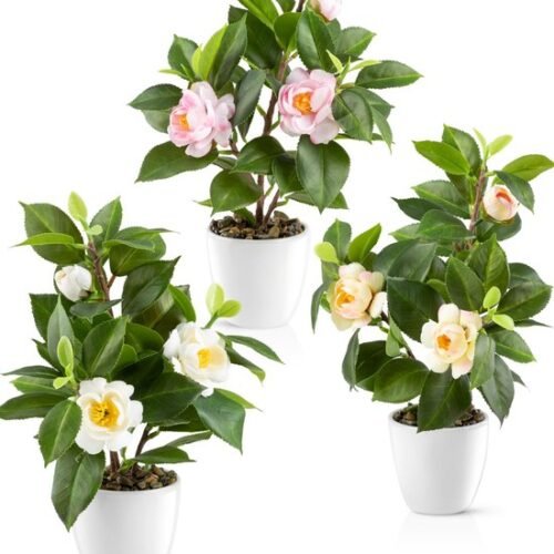 Unyqoos® Kunstplanten Camellia in Keramische Pot voor Stijlvolle Decoratie
