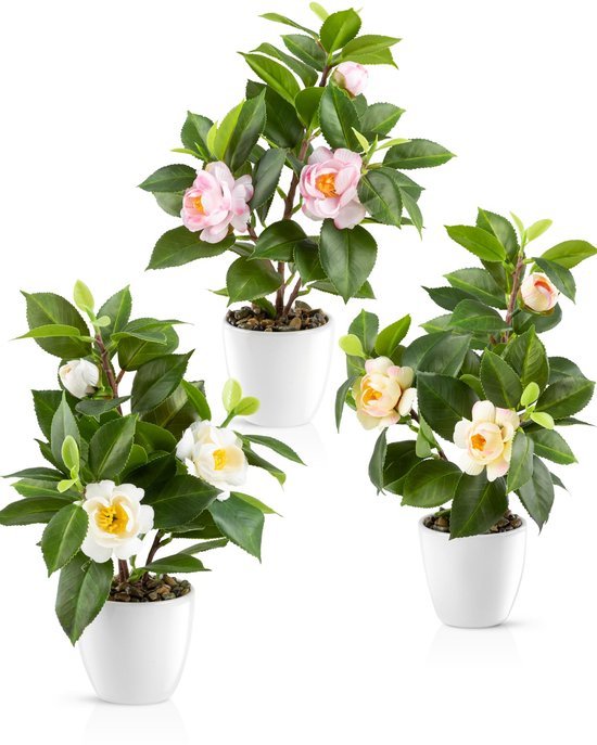 Unyqoos® Kunstplanten Camellia in Keramische Pot voor Stijlvolle Decoratie