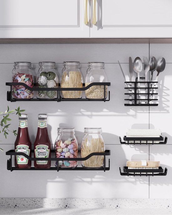 Unyqoos® Roestvrij Stalen Doucheplank Set Zonder Boren - 5 Stuks Badkamer Organizer met Grote Capaciteit