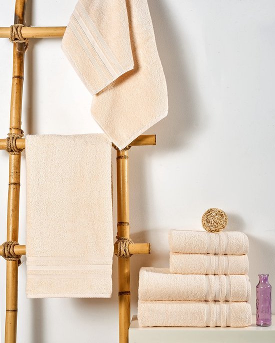 Unyqoos® Deluxe 4-delige katoenen handdoekenset met diverse maten voor ultiem comfort en absorptie