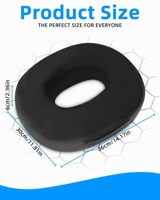 Unyqoos ® Ergonomisch Traagschuim Zitkussen voor Pijnverlichting en Comfort tijdens Langdurig Zitten